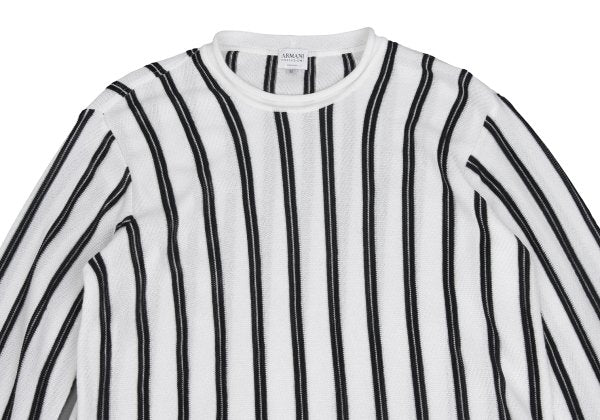 ARMANI COLLEZIONI Rayon Cotton Stripe Knit White Size 52