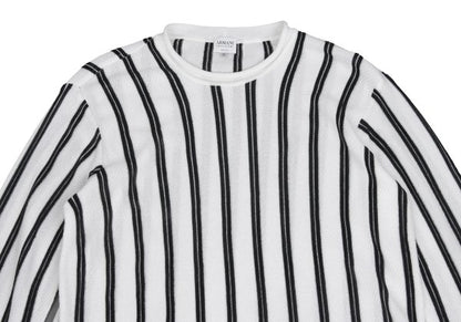 ARMANI COLLEZIONI Rayon Cotton Stripe Knit White Size 52