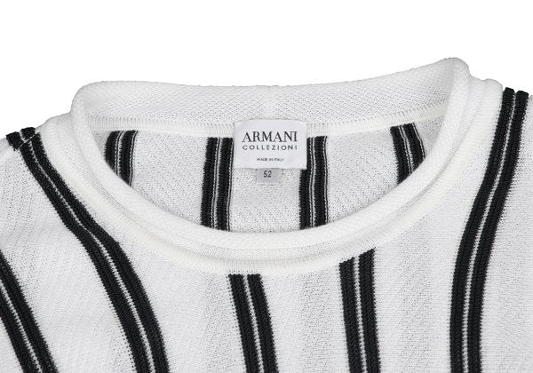 ARMANI COLLEZIONI Rayon Cotton Stripe Knit White Size 52