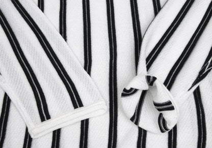 ARMANI COLLEZIONI Rayon Cotton Stripe Knit White Size 52