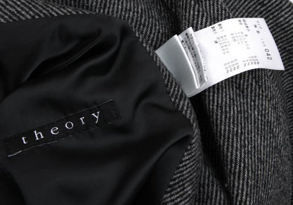Theory Wool Blend Kersey Chesterfield Coat Black Size 42