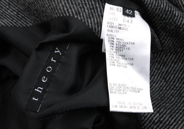Theory Wool Blend Kersey Chesterfield Coat Black Size 42