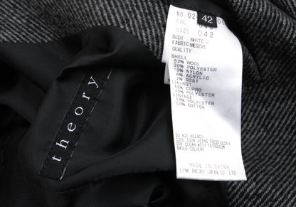 Theory Wool Blend Kersey Chesterfield Coat Black Size 42