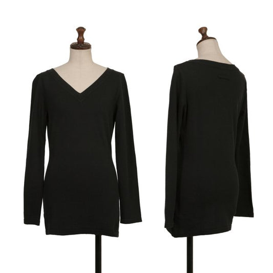 Jean Paul GAULTIER FEMME Cotton V-Neck Top Black Size 40