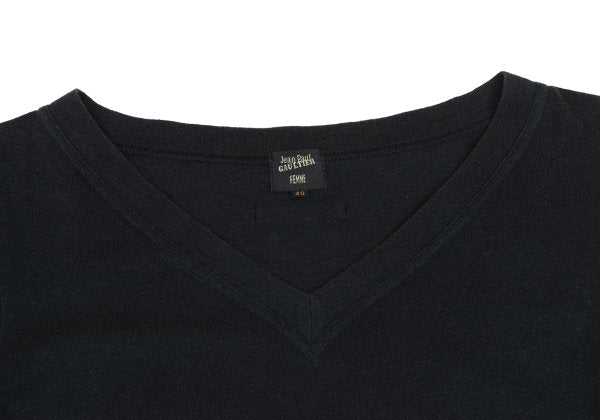 Jean Paul GAULTIER FEMME Cotton V-Neck Top Black Size 40