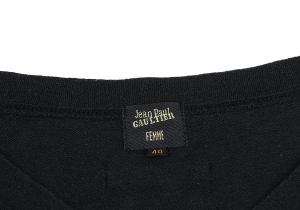 Jean Paul GAULTIER FEMME Cotton V-Neck Top Black Size 40