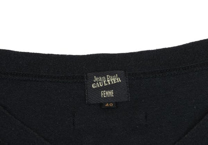 Jean Paul GAULTIER FEMME Cotton V-Neck Top Black Size 40