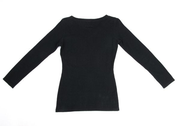 Jean Paul GAULTIER FEMME Cotton V-Neck Top Black Size 40