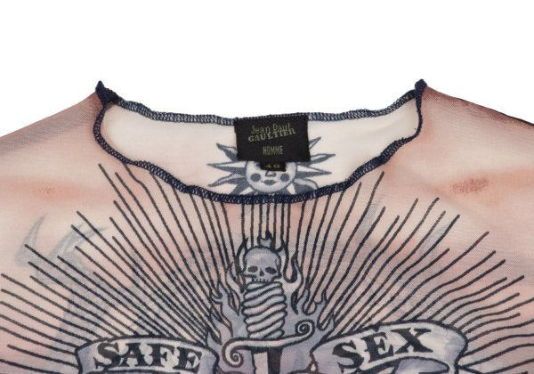 Jean Paul GAULTIER HOMME Tattoo Print Brown Pink Size 48