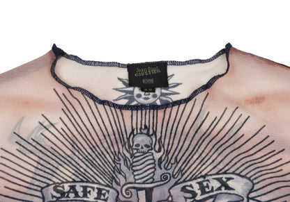 Jean Paul GAULTIER HOMME Tattoo Print Brown Pink Size 48