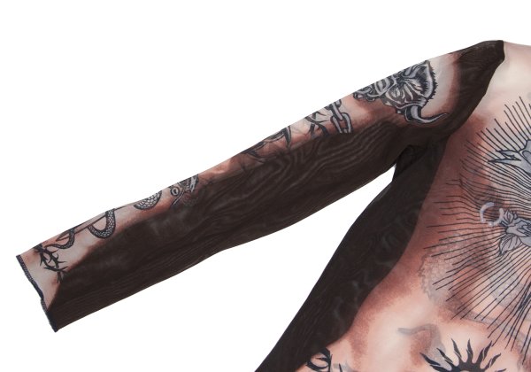 Jean Paul GAULTIER HOMME Tattoo Print Brown Pink Size 48