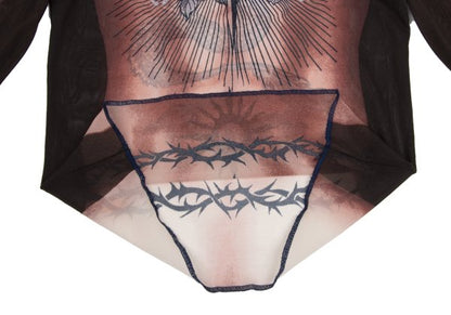 Jean Paul GAULTIER HOMME Tattoo Print Brown Pink Size 48