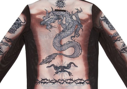 Jean Paul GAULTIER HOMME Tattoo Print Brown Pink Size 48