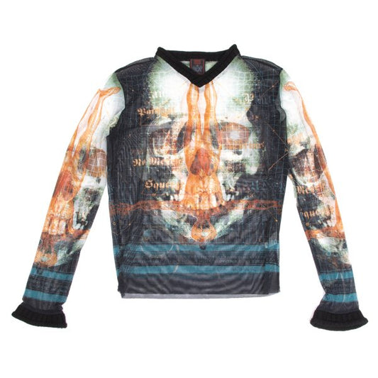 Jean Paul GAULTIER CLASSIQUE Cyber Skull Top Black Size 48