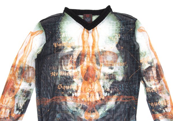Jean Paul GAULTIER CLASSIQUE Cyber Skull Top Black Size 48