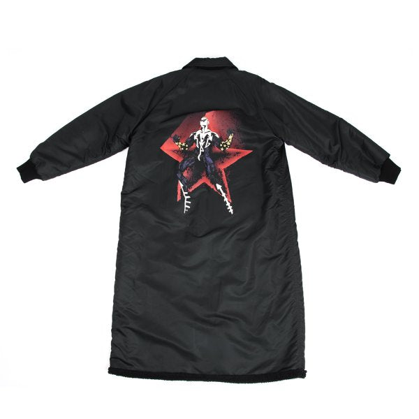 JPG by GAULTIER Superman Print Boa Lined Coat Black Size 48