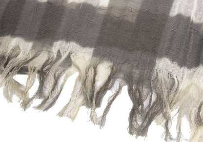 LIMI feu Cotton Linen Check Gray Beige Stole