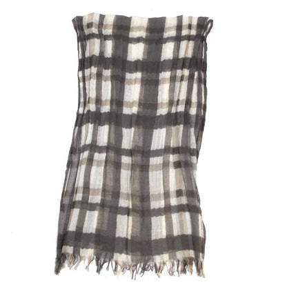 LIMI feu Cotton Linen Check Gray Beige Stole