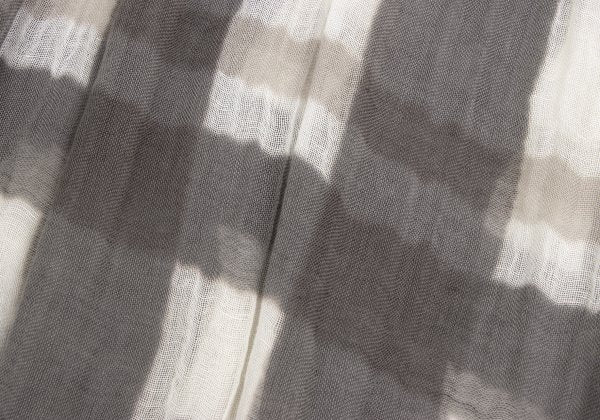 LIMI feu Cotton Linen Check Gray Beige Stole