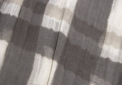 LIMI feu Cotton Linen Check Gray Beige Stole
