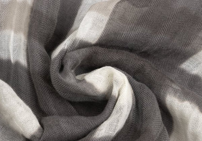LIMI feu Cotton Linen Check Gray Beige Stole