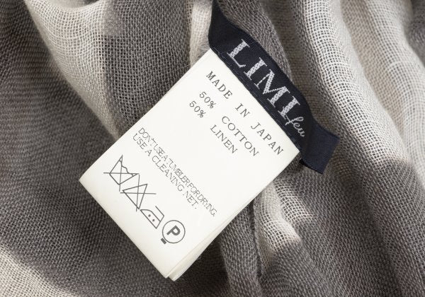LIMI feu Cotton Linen Check Gray Beige Stole