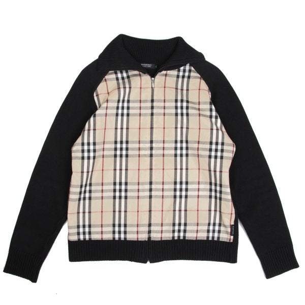 BURBERRY BLACK LABEL Nova Check Zip Sweater Black Size 2