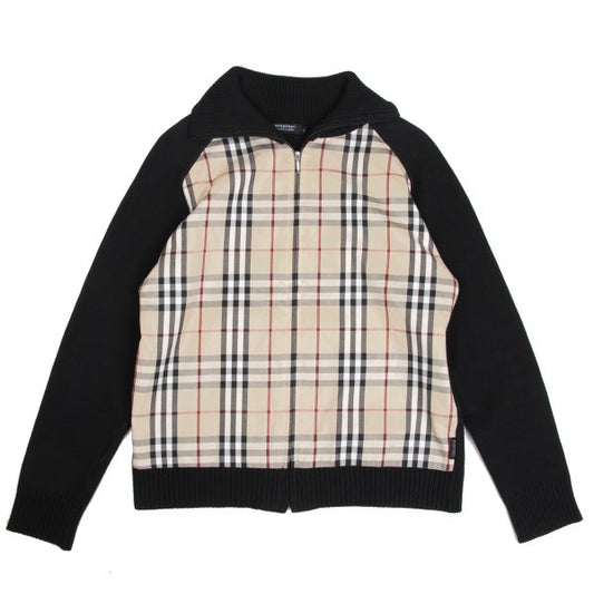 BURBERRY BLACK LABEL Nova Check Zip Sweater Black Size 2