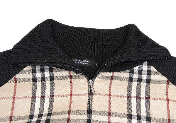 BURBERRY BLACK LABEL Nova Check Zip Sweater Black Size 2