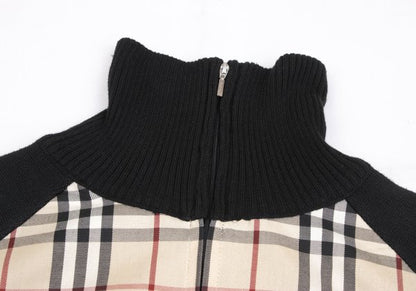 BURBERRY BLACK LABEL Nova Check Zip Sweater Black Size 2