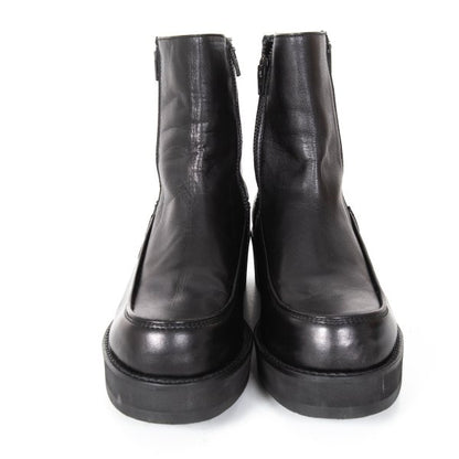 Y's Smooth Leather Platform Zip-Up Boots Black Size 23.5CM