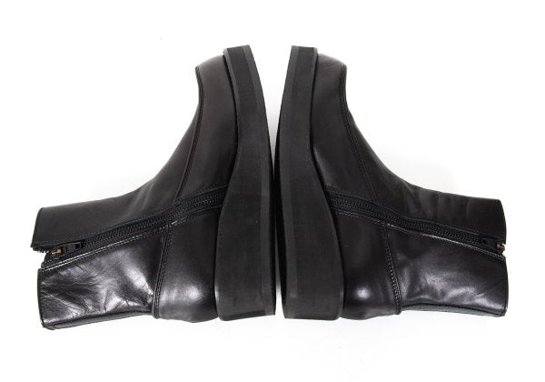 Y's Smooth Leather Platform Zip-Up Boots Black Size 23.5CM