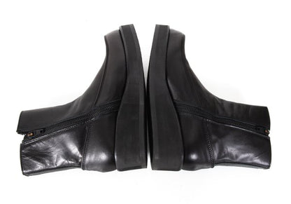 Y's Smooth Leather Platform Zip-Up Boots Black Size 23.5CM