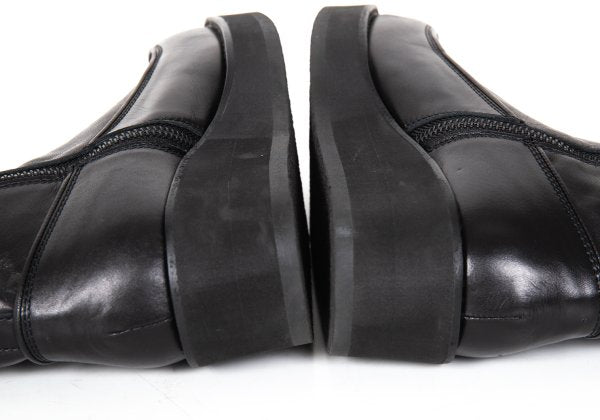 Y's Smooth Leather Platform Zip-Up Boots Black Size 23.5CM