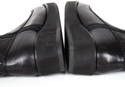 Y's Smooth Leather Platform Zip-Up Boots Black Size 23.5CM