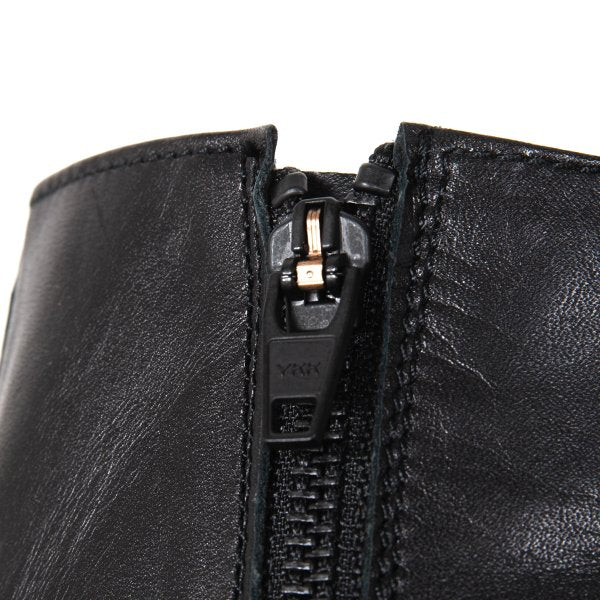 Y's Smooth Leather Platform Zip-Up Boots Black Size 23.5CM