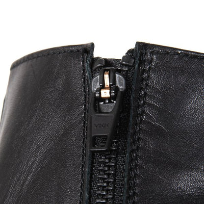Y's Smooth Leather Platform Zip-Up Boots Black Size 23.5CM