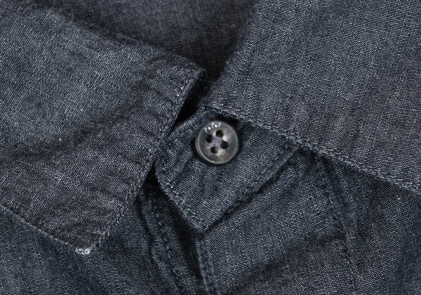 Papas Cotton Chambray Logo Patch SS Shirt Navy Size 48M