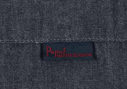 Papas Cotton Chambray Logo Patch SS Shirt Navy Size 48M