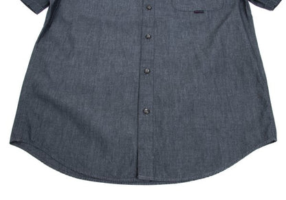 Papas Cotton Chambray Logo Patch SS Shirt Navy Size 48M