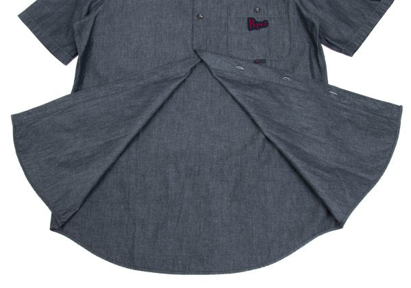 Papas Cotton Chambray Logo Patch SS Shirt Navy Size 48M