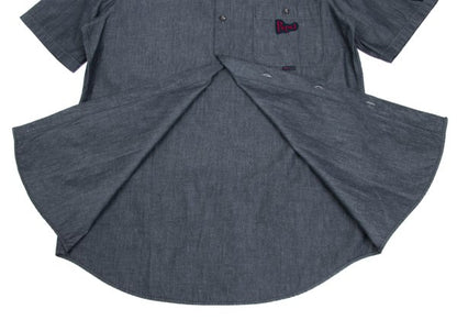 Papas Cotton Chambray Logo Patch SS Shirt Navy Size 48M