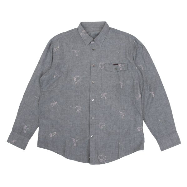Papas Cotton Embroidered All-Over Shirt Gray Size 48M