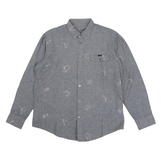 Papas Cotton Embroidered All-Over Shirt Gray Size 48M