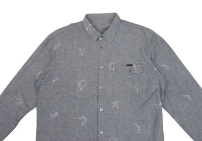 Papas Cotton Embroidered All-Over Shirt Gray Size 48M