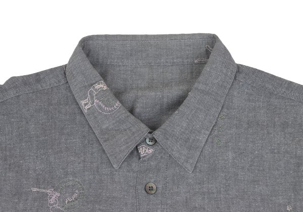 Papas Cotton Embroidered All-Over Shirt Gray Size 48M
