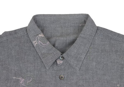 Papas Cotton Embroidered All-Over Shirt Gray Size 48M