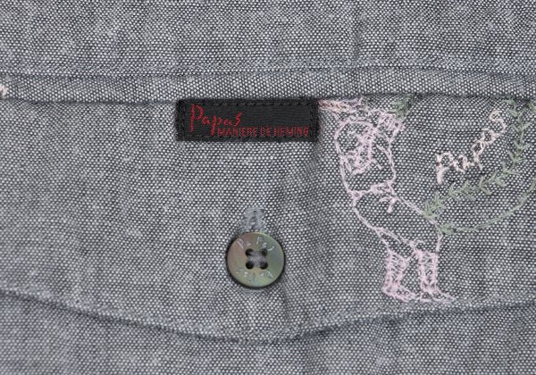 Papas Cotton Embroidered All-Over Shirt Gray Size 48M