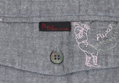 Papas Cotton Embroidered All-Over Shirt Gray Size 48M