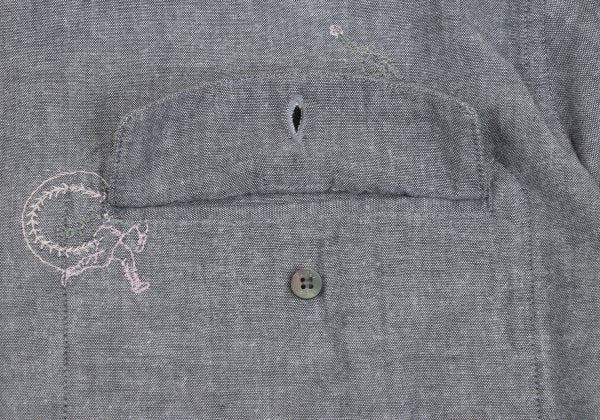 Papas Cotton Embroidered All-Over Shirt Gray Size 48M